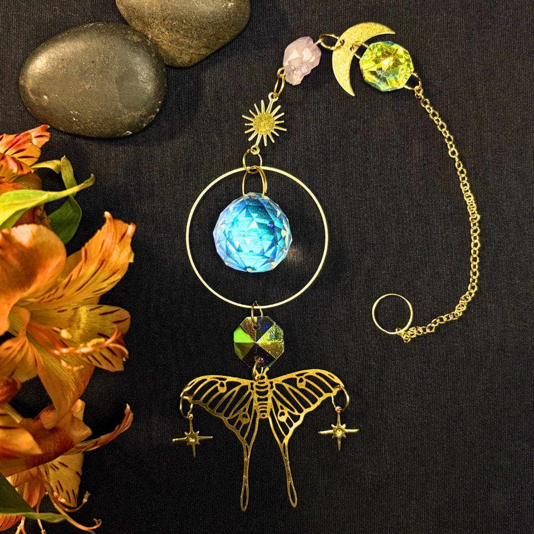 Light-Thrower - Luna Moth and Amethyst Suncatcher