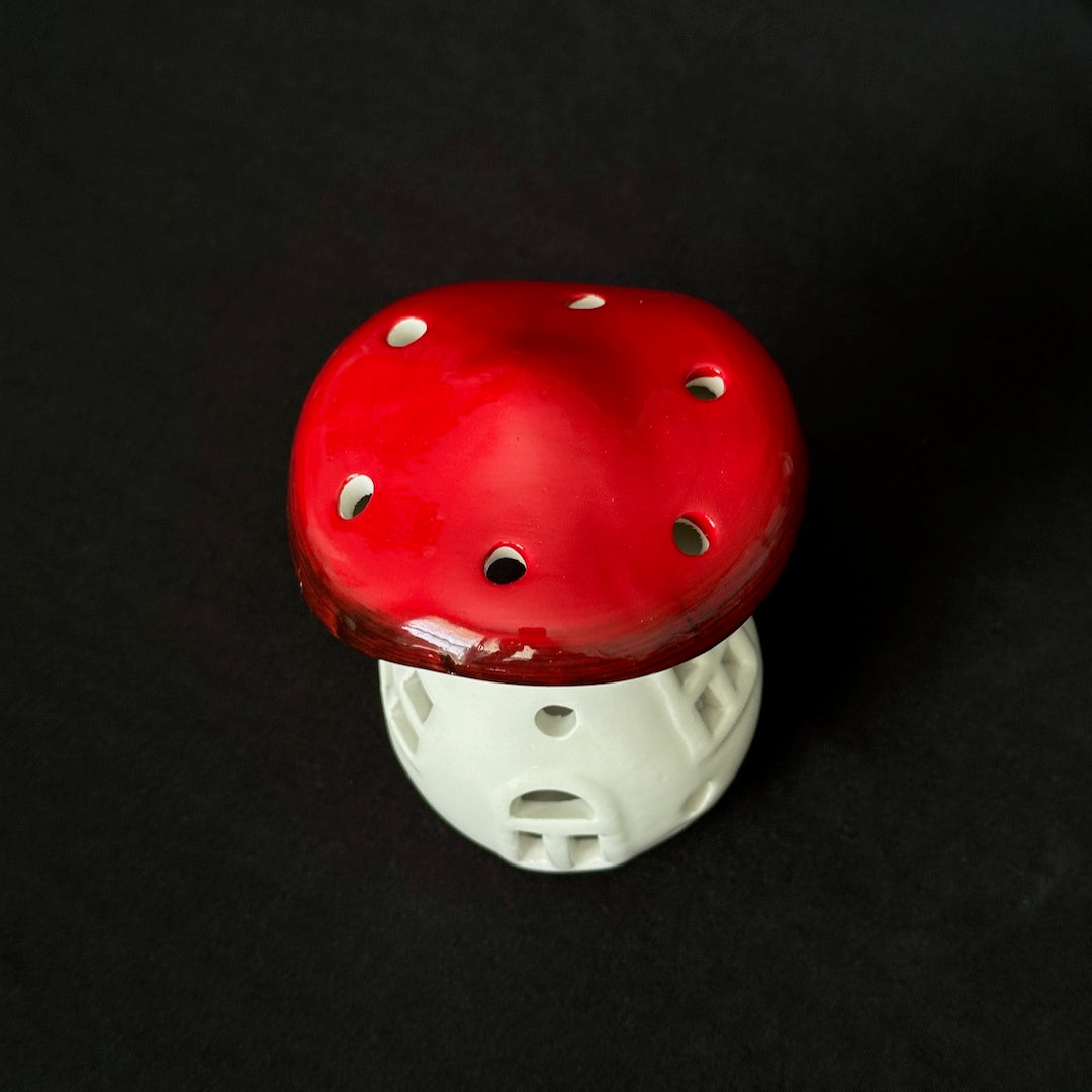 Toadstool Luminary - Ceramic Mushroom Candle Holder