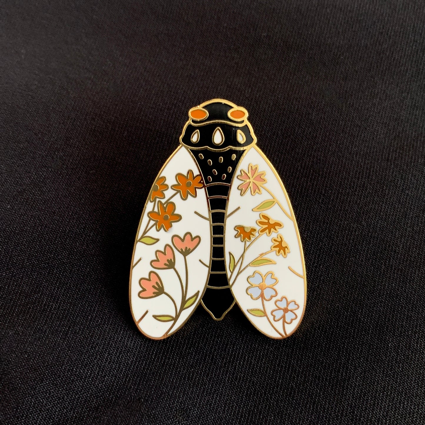 The Singing Herald - Floral Enamel Cicada Brooch