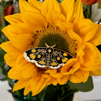 The Flower-Seeking Moth - Enamel Brooch