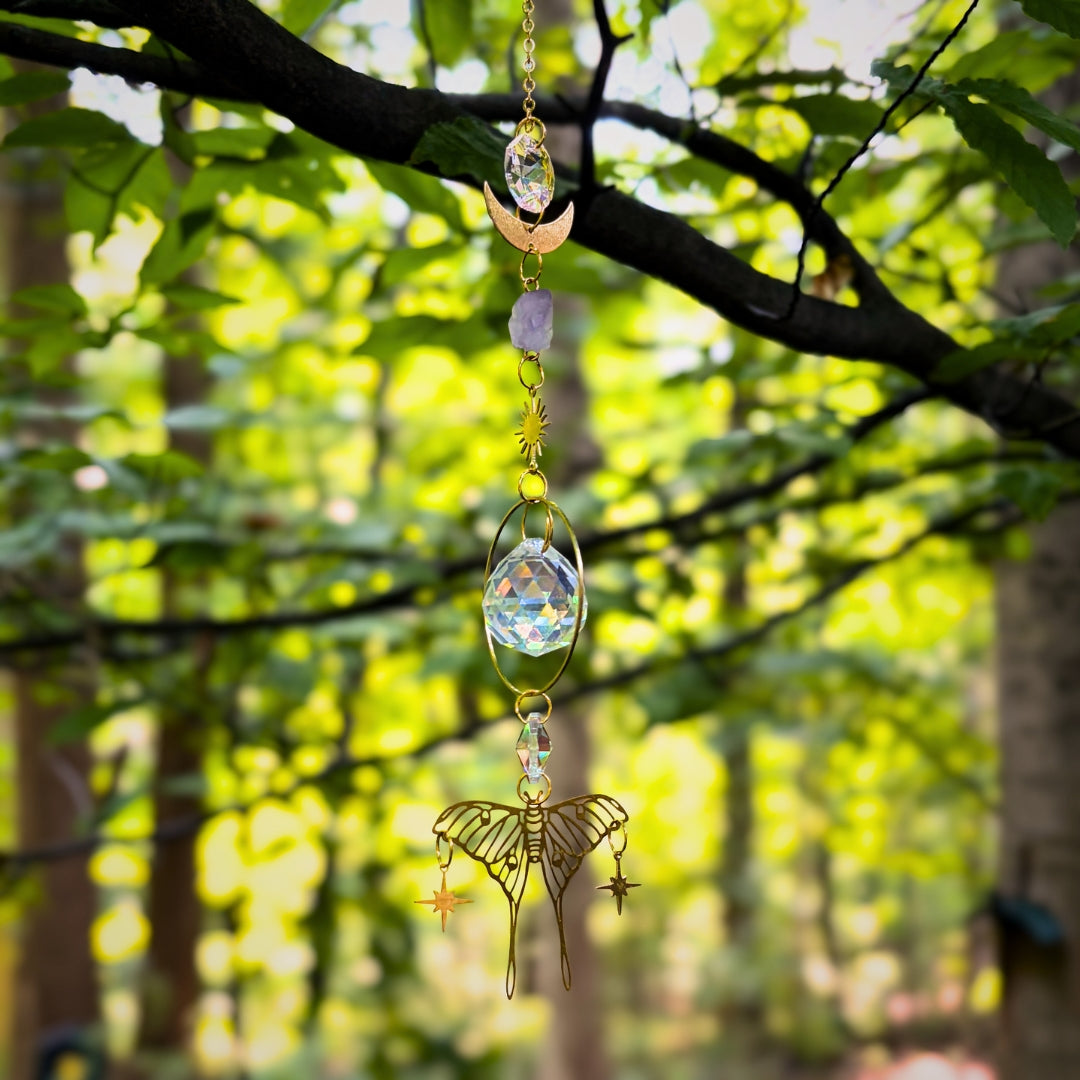 Light-Thrower - Luna Moth and Amethyst Suncatcher