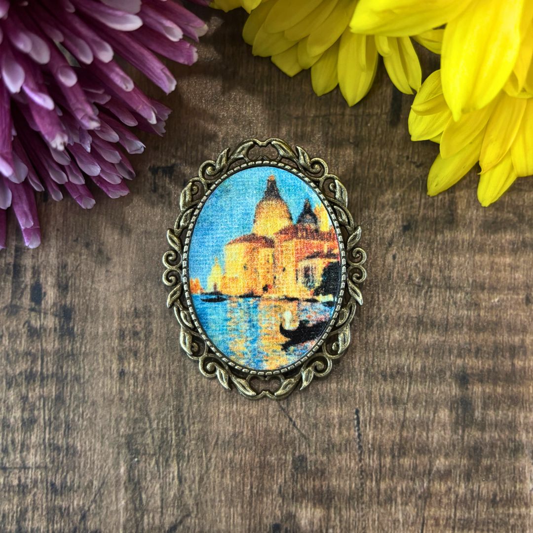 Painting of the City of Canals - Miniature Framed Art Brooch