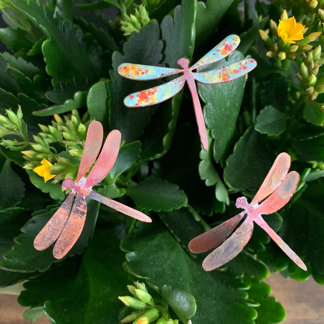 Dragonfly Trio - Copper Plant Stakes