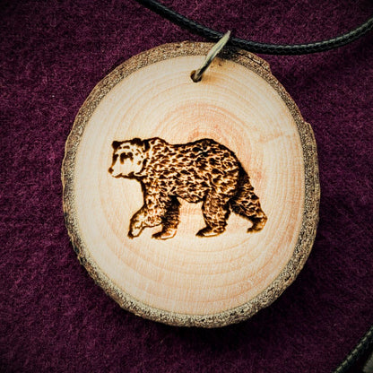 Bear Talisman – Engraved Wooden Pendant