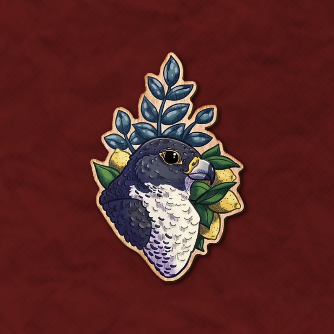 Colorful Bird of Prey - Falcon Brooch