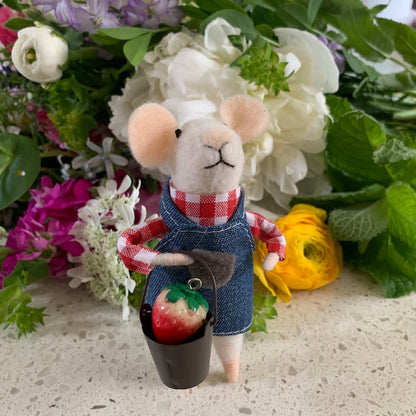 Beatrix - Felt Mouse with Strawberry