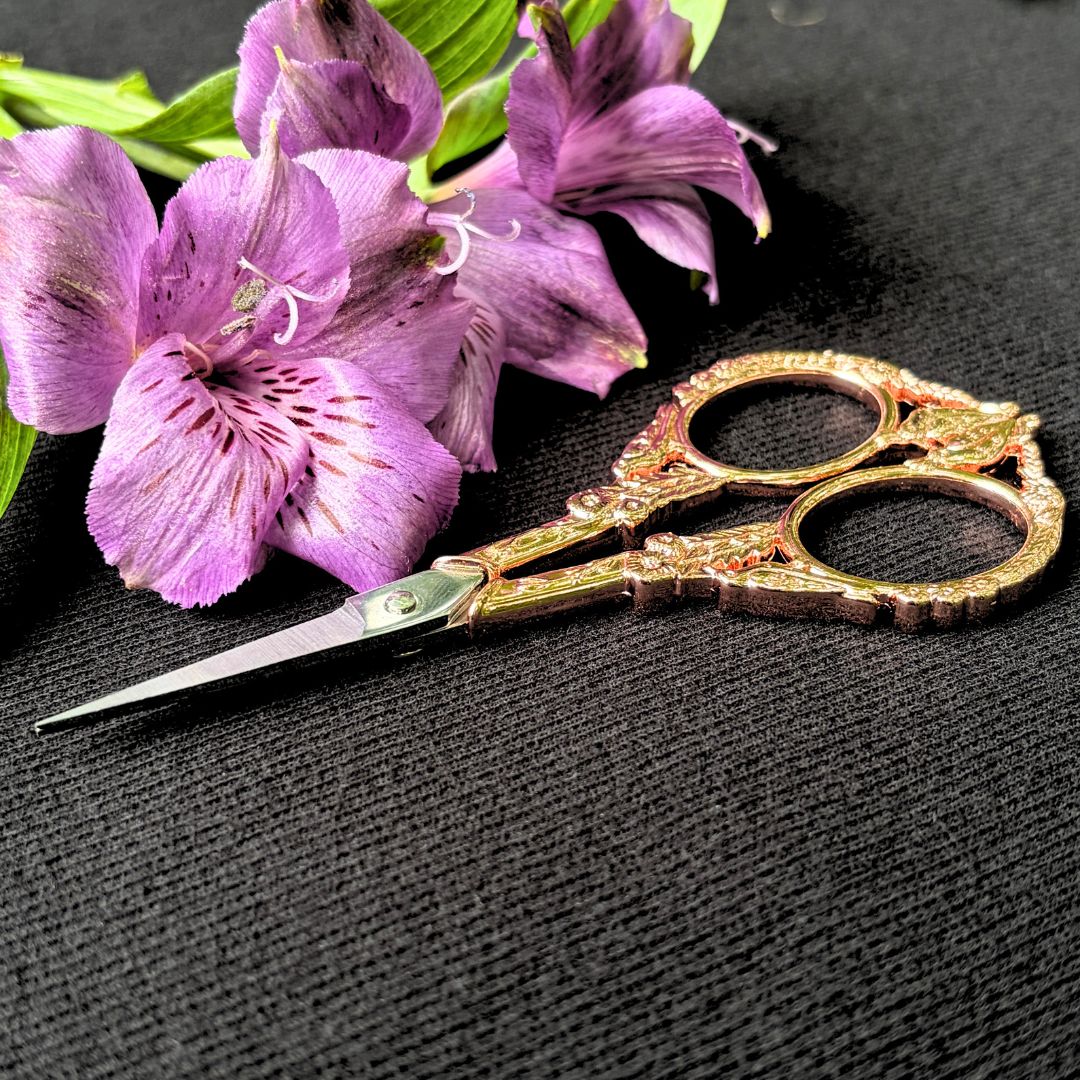 Ornate Scissors - Vintage Birds and Flowers in Rose Gold - Oddment