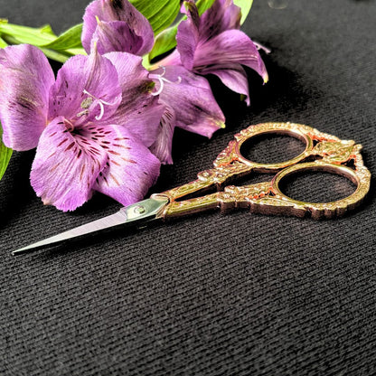 Ornate Scissors - Vintage Birds and Flowers in Rose Gold - Oddment