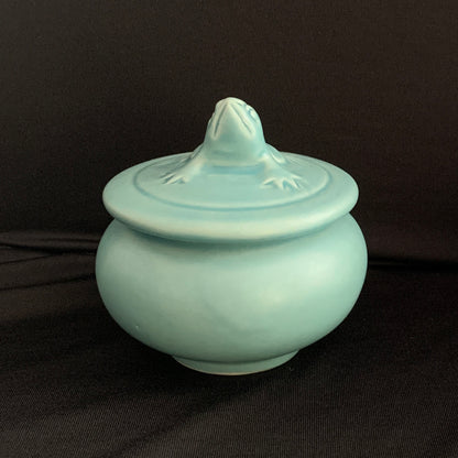 Frog Sugar Bowl - Celadon Canister with Lid