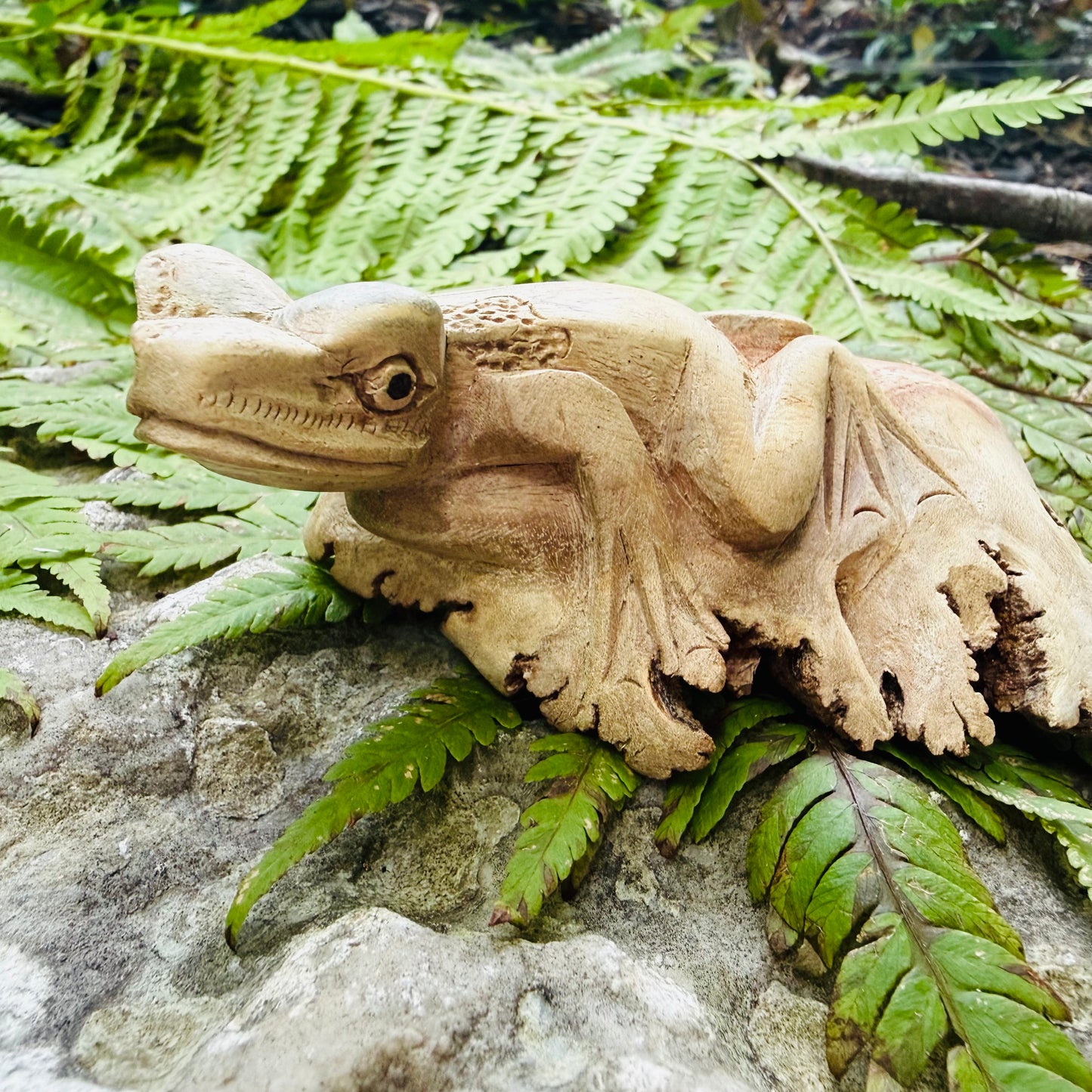 Hand-Carved Frog - Parasite Wood Sculpture