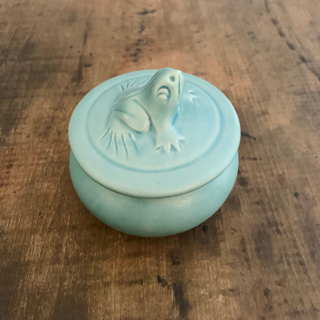 Frog Sugar Bowl - Celadon Canister with Lid