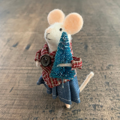 Therese - Felt Mouse with Evergreen Tree