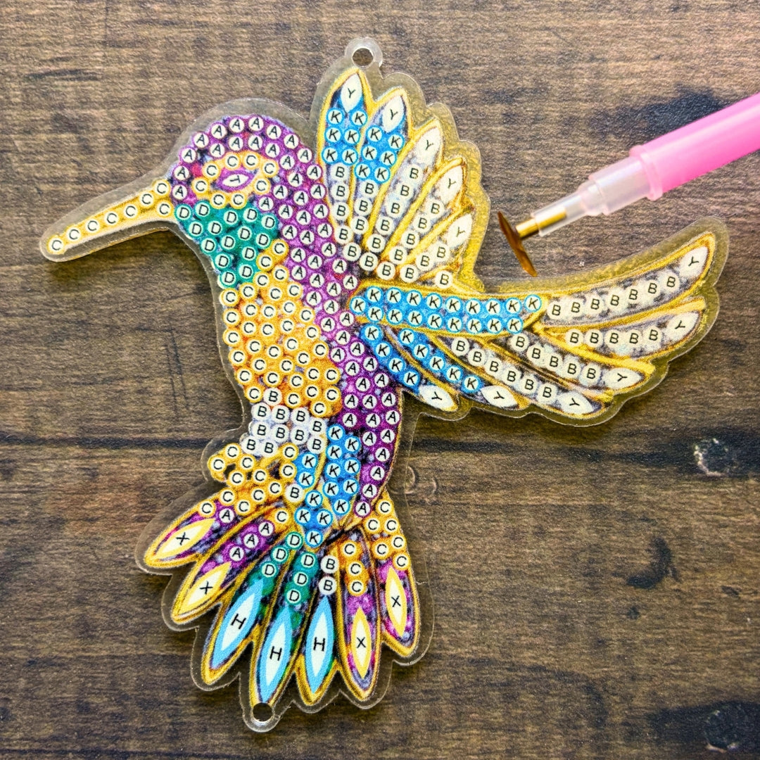 Glittering Supplies - Rhinestoned Hummingbird Ornament Kit