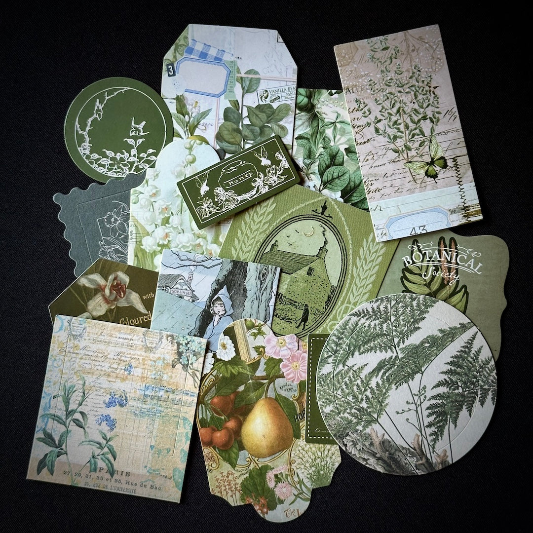 The Forest Floor Collage Kit - Stationery, Stickers, and Paper Ephemera for Junk Journaling
