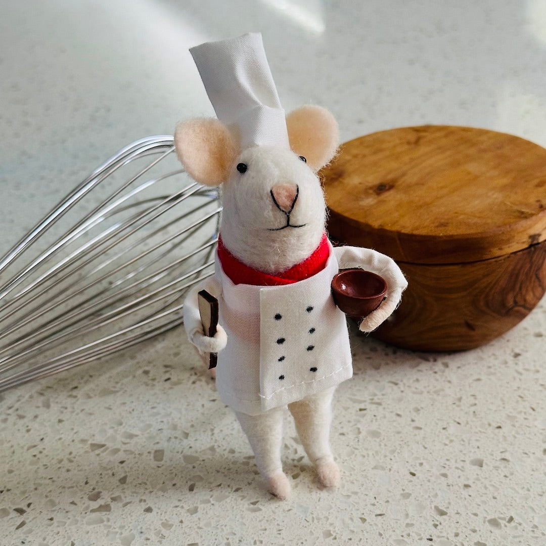 Christophe - Felt Mouse with Spatula and Bowl