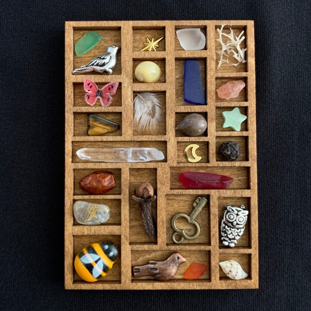 Tiny Printer's Tray with Curiosities - Miniature Curio Display