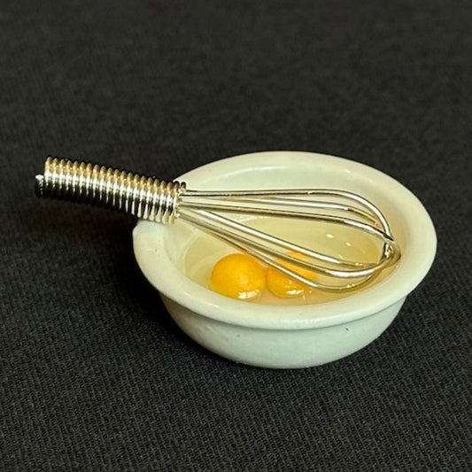 Mini Mixing Bowl - Tiny Bowl with Eggs and Whisk