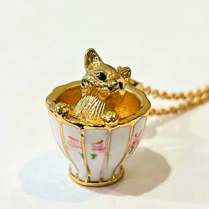 Fox in a Teacup Necklace - Oddment
