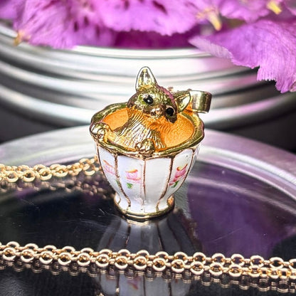 Fox in a Teacup Necklace - Oddment