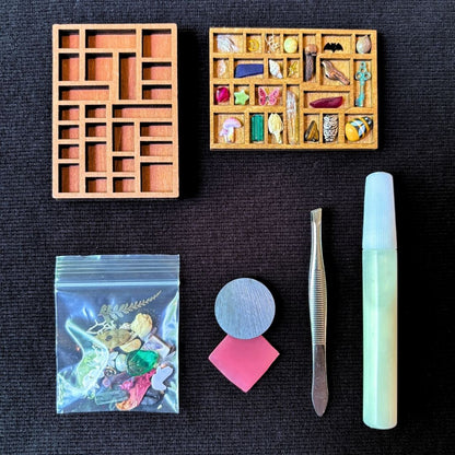Tiny Printer's Tray with Curiosities - Miniature Curio Display