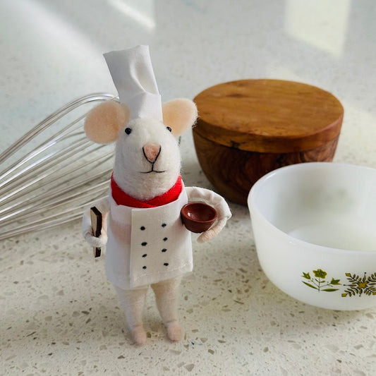 Christophe - Felt Mouse with Spatula and Bowl