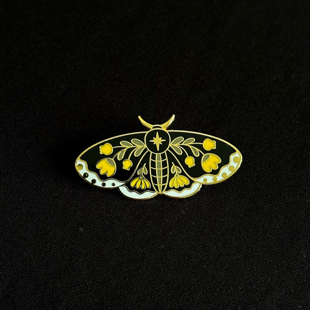 The Flower-Seeking Moth - Enamel Brooch