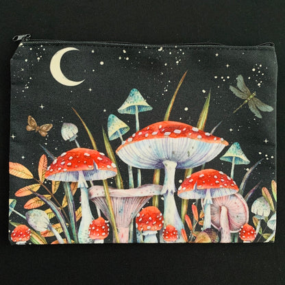 Mushrooms Beneath the Moon - Canvas Pouch