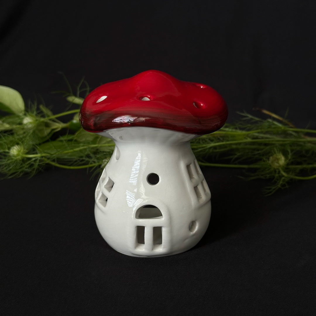 Toadstool Luminary - Ceramic Mushroom Candle Holder