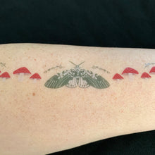 Load image into Gallery viewer, Ring of Toadstools - Temporary Tattoo with Moths and Toadstools
