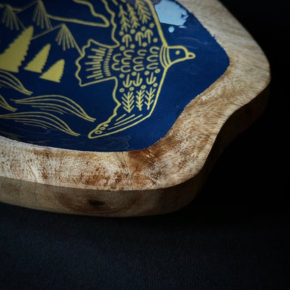 The Twins Unfurl Their Wings - Mango-Wood Trinket Tray