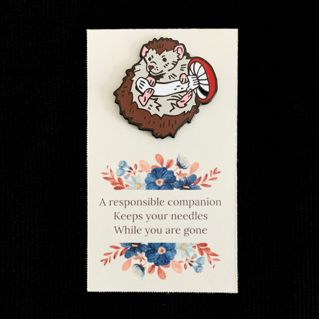 Hedgehog Needle Minder - Magnetic Enamel Brooch