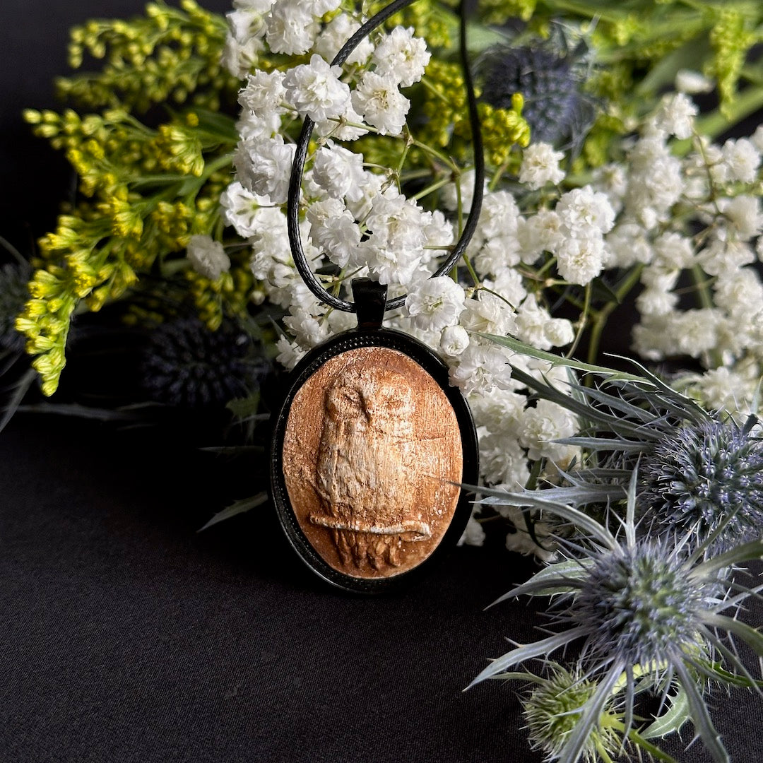 Watchful Owl - Gypsum Pendant