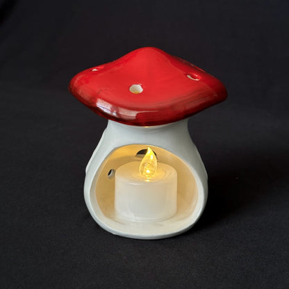 Toadstool Luminary - Ceramic Mushroom Candle Holder