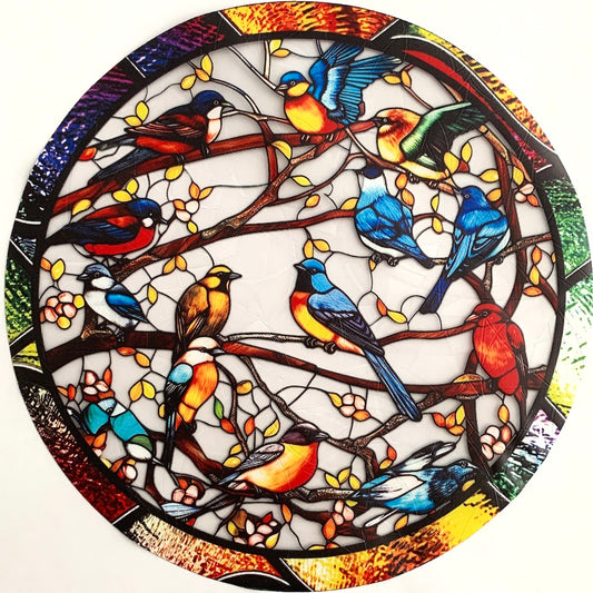 Birds and Rainbows - Prismatic Window-Cling Suncatcher