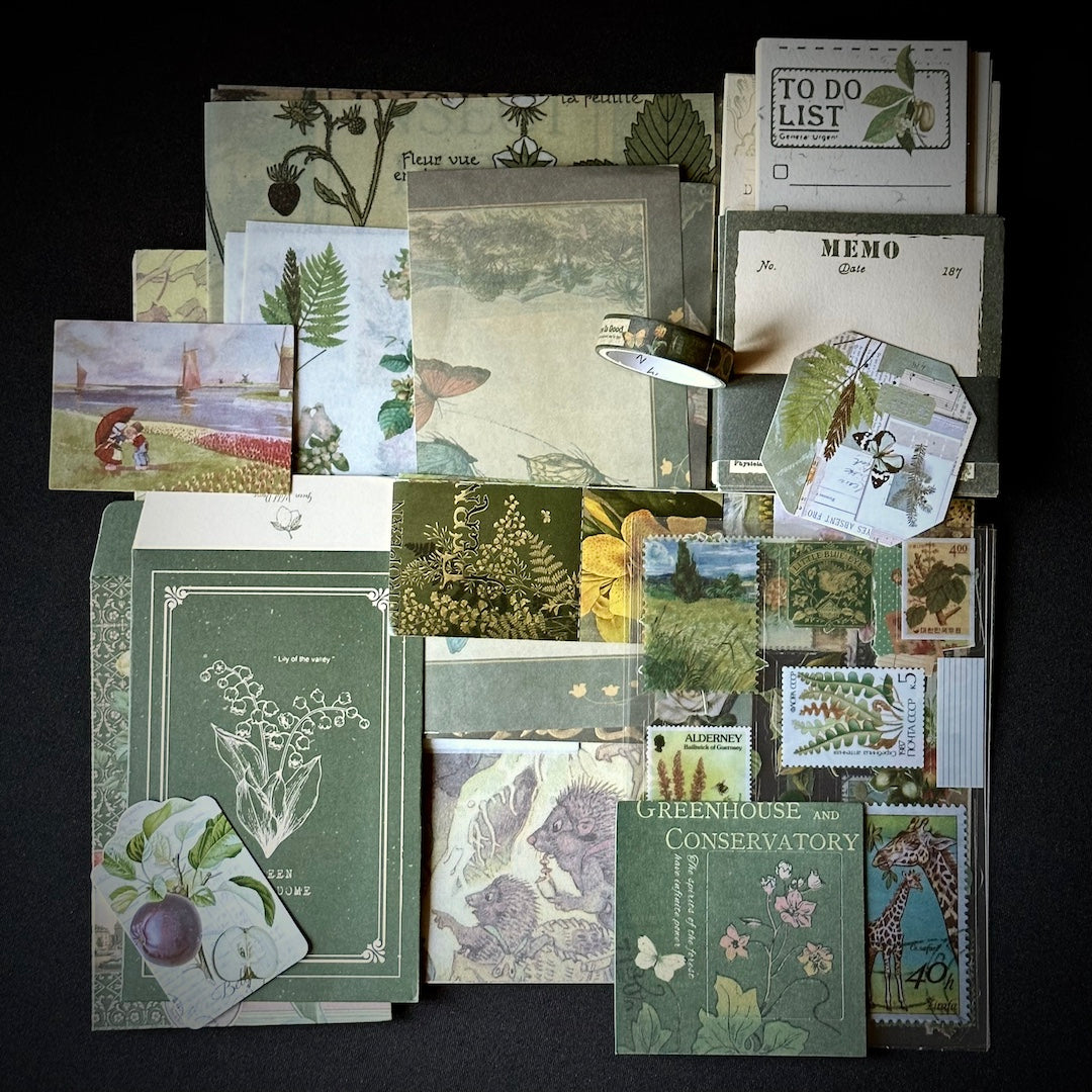 The Forest Floor Collage Kit - Stationery, Stickers, and Paper Ephemera for Junk Journaling