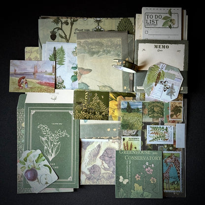 The Forest Floor Collage Kit - Stationery, Stickers, and Paper Ephemera for Junk Journaling
