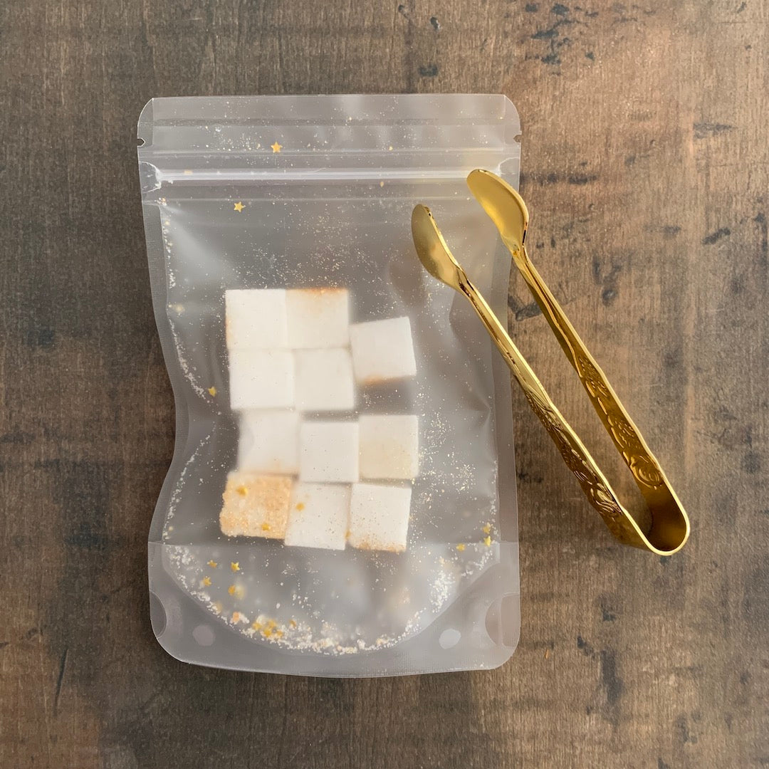 Sparkling Sugar Cubes with Flower-Patterned Tongs