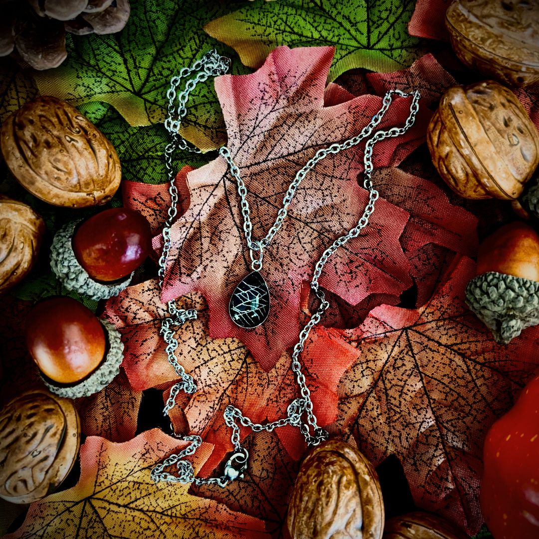 Preserved Spiderweb - Necklace with Real Spider Silk