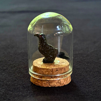 Spooky Display - Crow Figurine in a Glass Dome