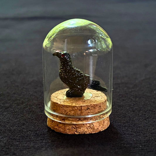 Spooky Display - Crow Figurine in a Glass Dome