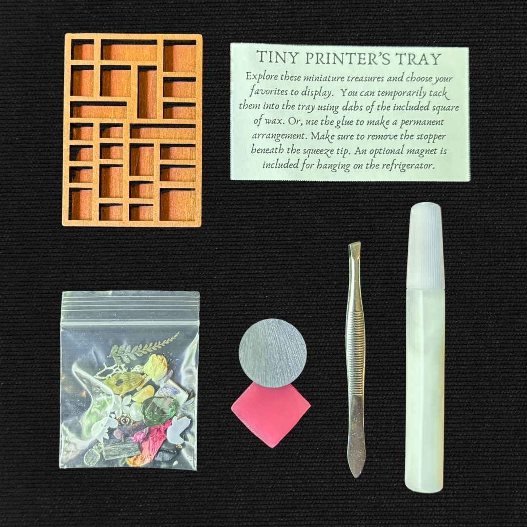 Tiny Printer's Tray with Curiosities - Miniature Curio Display