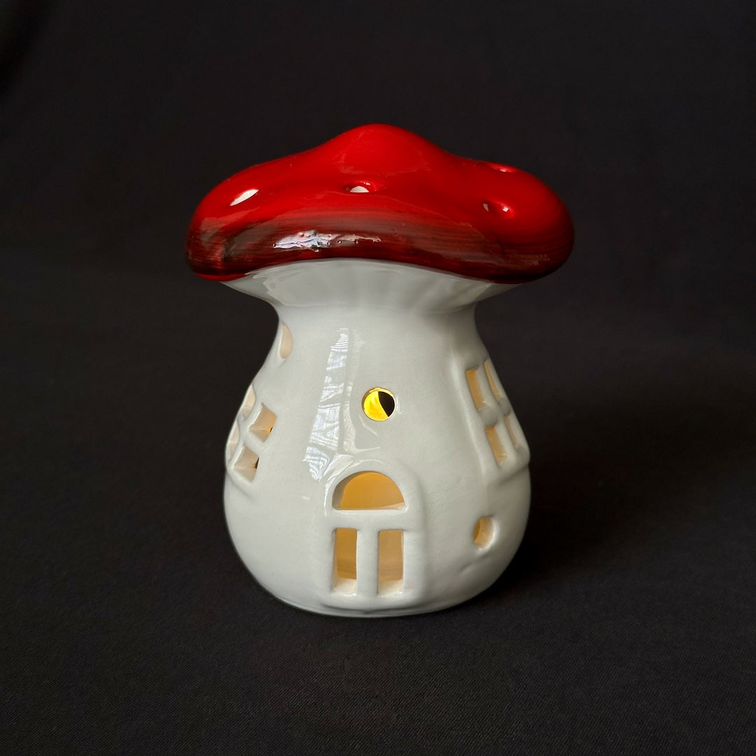 Toadstool Luminary - Ceramic Mushroom Candle Holder