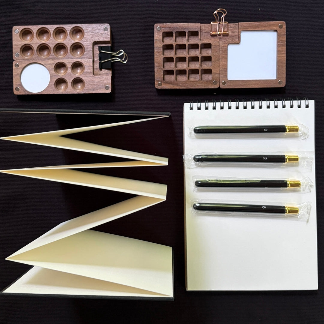 Artist’s Tools Set (Notebook, Travel Brushes, and Palette) - Oddment
