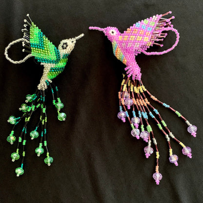Hummingbird Charm - Hand-Beaded Ornament