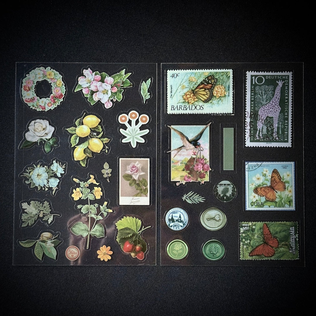The Forest Floor Collage Kit - Stationery, Stickers, and Paper Ephemera for Junk Journaling