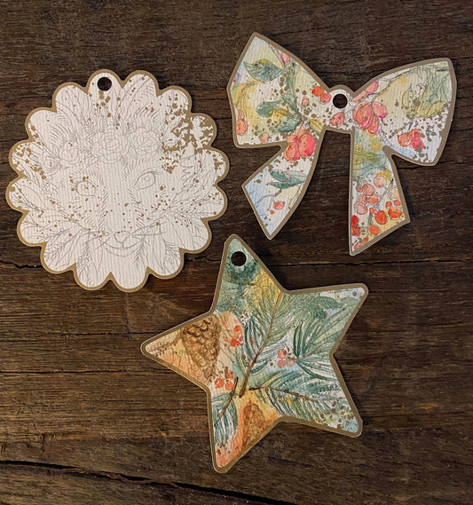 30 Winter Holiday Ornaments - Watercolor Painting Kit