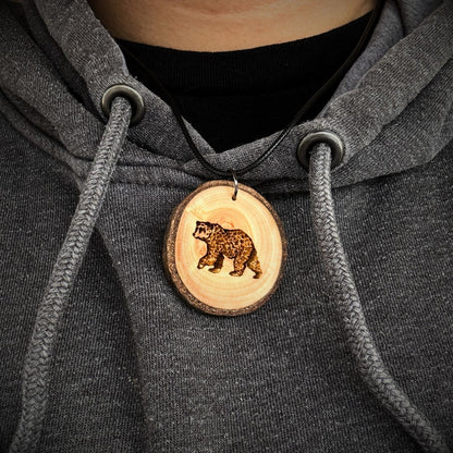 Bear Talisman – Engraved Wooden Pendant