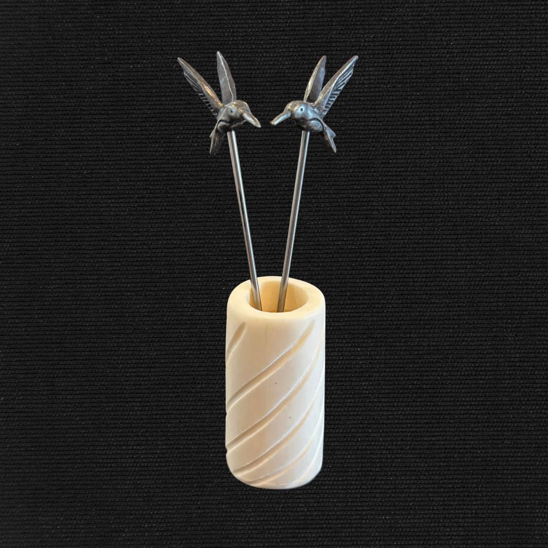 Bone Vase - Natural Bone Cocktail Pick Holder - Oddment