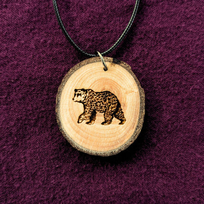 Bear Talisman – Engraved Wooden Pendant