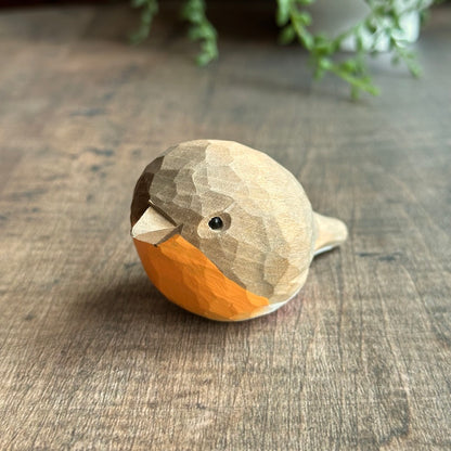 Bright-Eyed Robin - Hand-Carved Wooden Figure